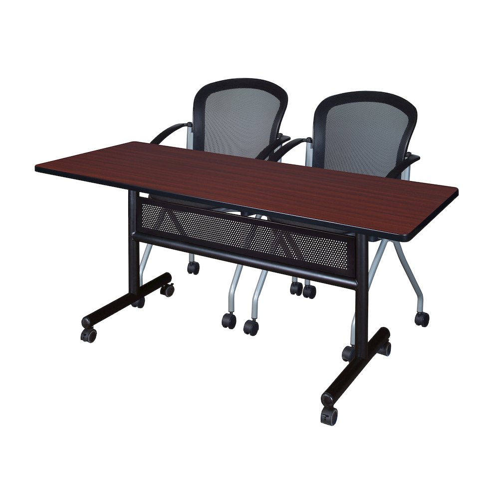 60 x 24 in. Flip-Top Privacy Nesting Table- Mahogany, 2 Cadence Nesting Chairs. Picture 1