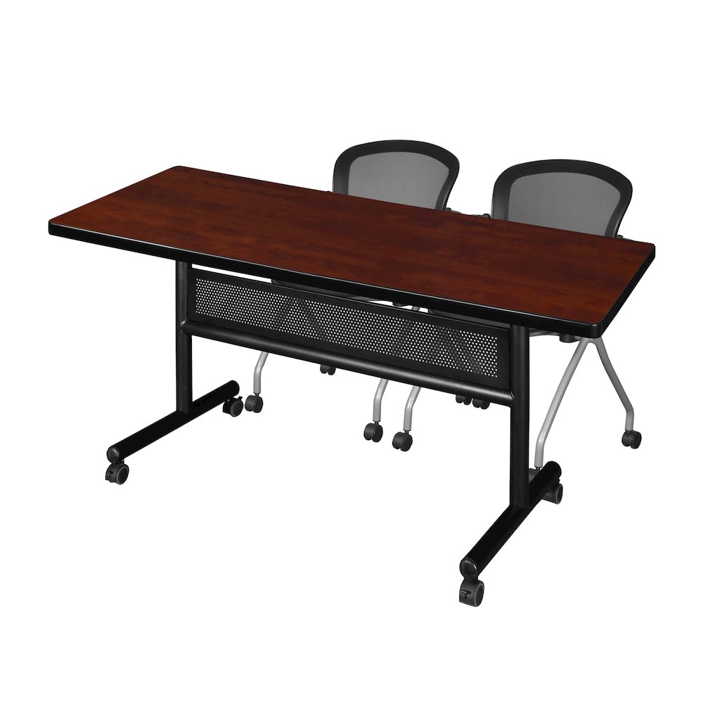 60 x 30 in. Flip-Top Privacy Nesting Table- Cherry, 2 Cadence Nesting Chairs. Picture 1