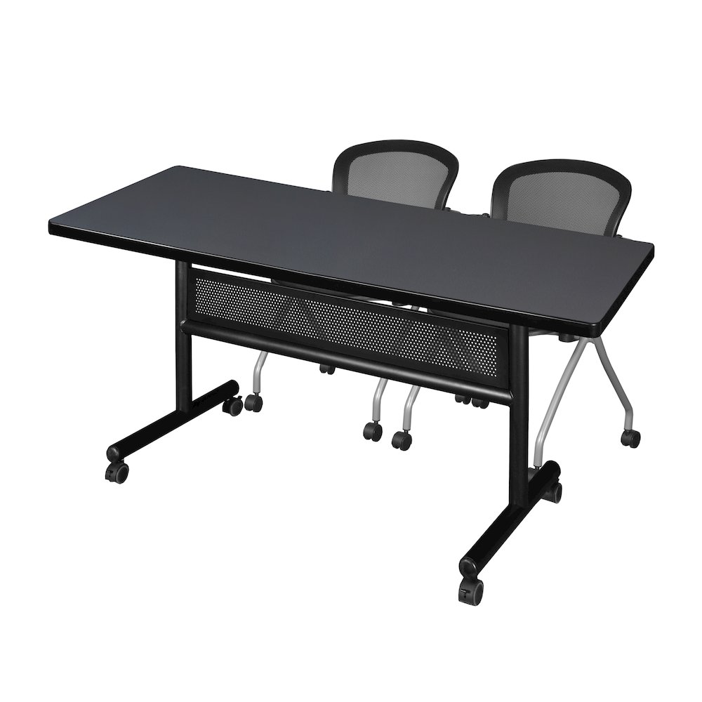 60 x 30 in. Flip-Top Privacy Nesting Table- Grey, 2 Cadence Nesting Chairs. Picture 1