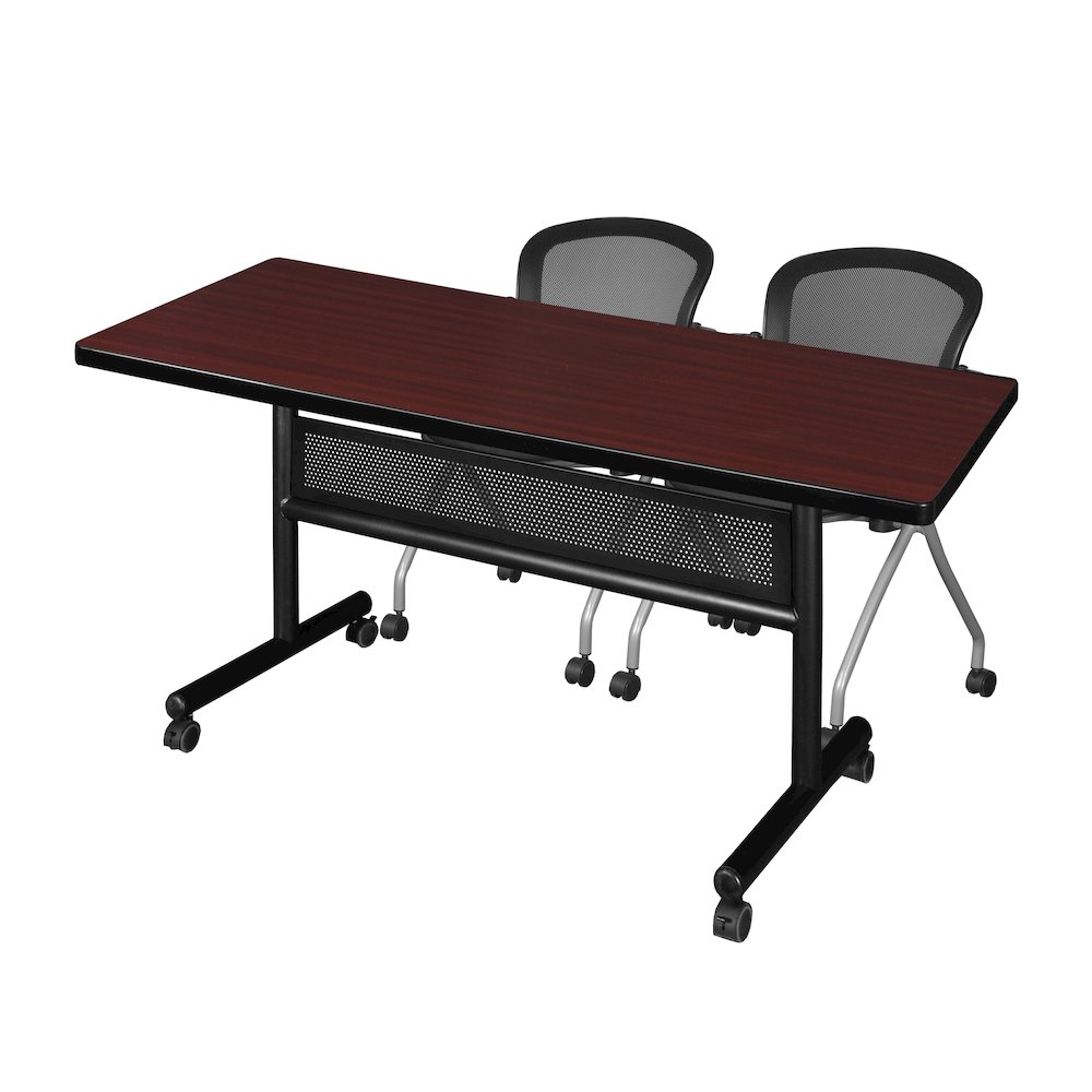 60 x 30 in. Flip-Top Privacy Nesting Table- Mahogany, 2 Cadence Nesting Chairs. Picture 1