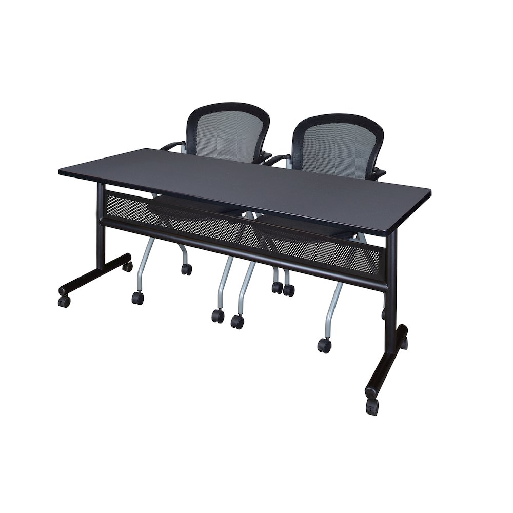72 x 24 in. Flip-Top Privacy Nesting Table- Grey, 2 Cadence Nesting Chairs. Picture 1
