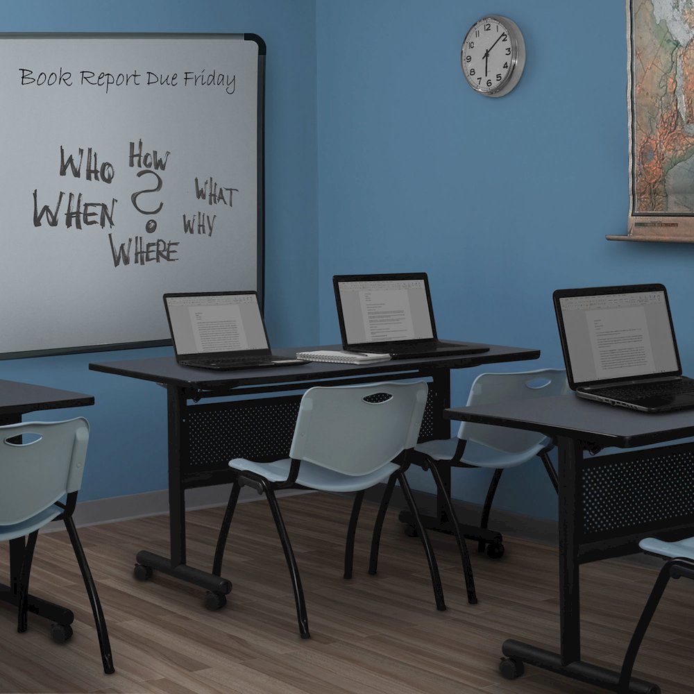 72 x 24 in. Flip-Top Training Nesting Table with Modesty Panel- Grey. Picture 7
