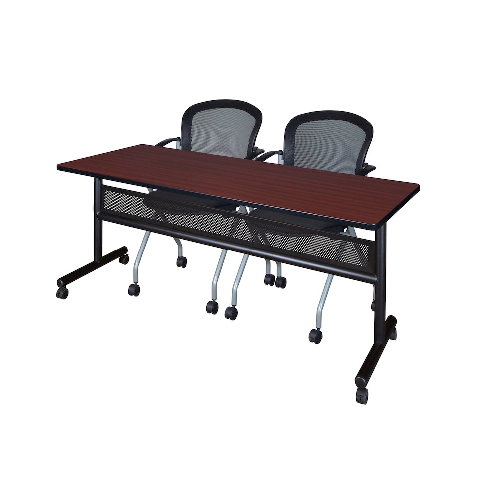 72 x 24 in. Flip-Top Privacy Nesting Table- Mahogany, 2 Cadence Nesting Chairs. Picture 1