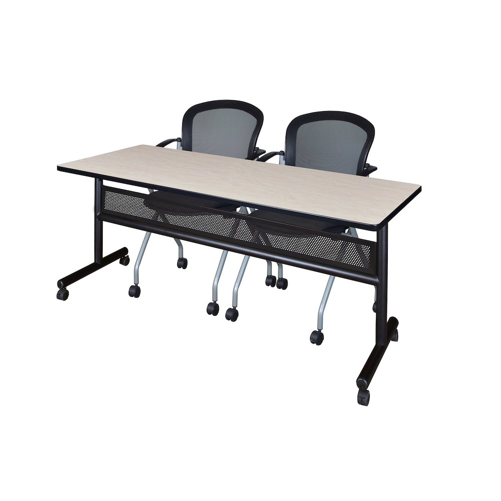 72 x 24 in. Flip-Top Privacy Nesting Table- Maple, 2 Cadence Nesting Chairs. Picture 1