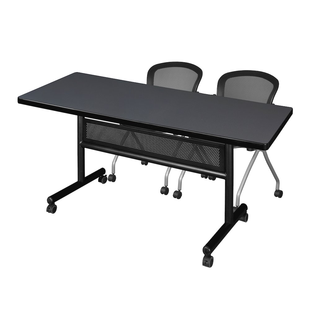 72 x 30 in. Flip-Top Privacy Nesting Table- Grey, 2 Cadence Nesting Chairs. Picture 1