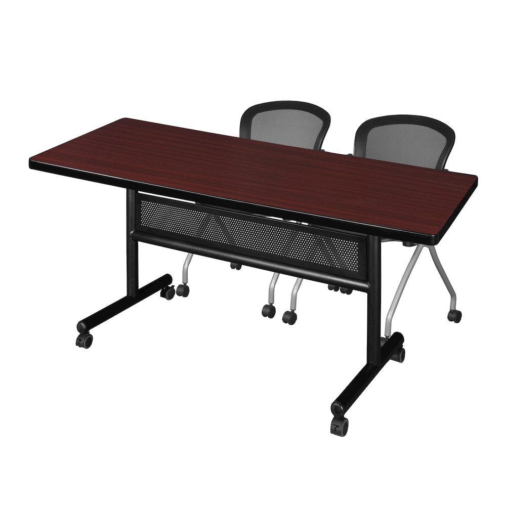 72 x 30 in. Flip-Top Privacy Nesting Table- Mahogany, 2 Cadence Nesting Chairs. Picture 1