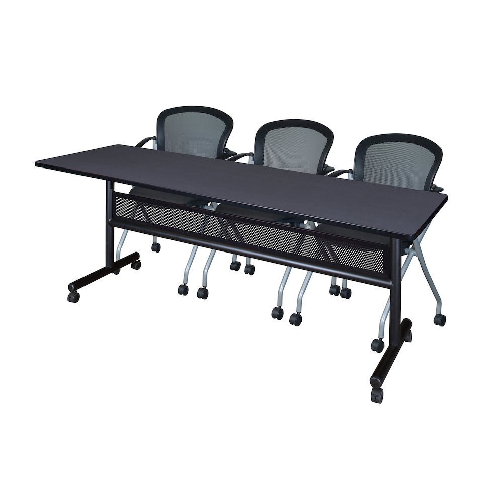84 x 24 in. Flip-Top Privacy Nesting Table- Grey, 3 Cadence Nesting Chairs. Picture 1