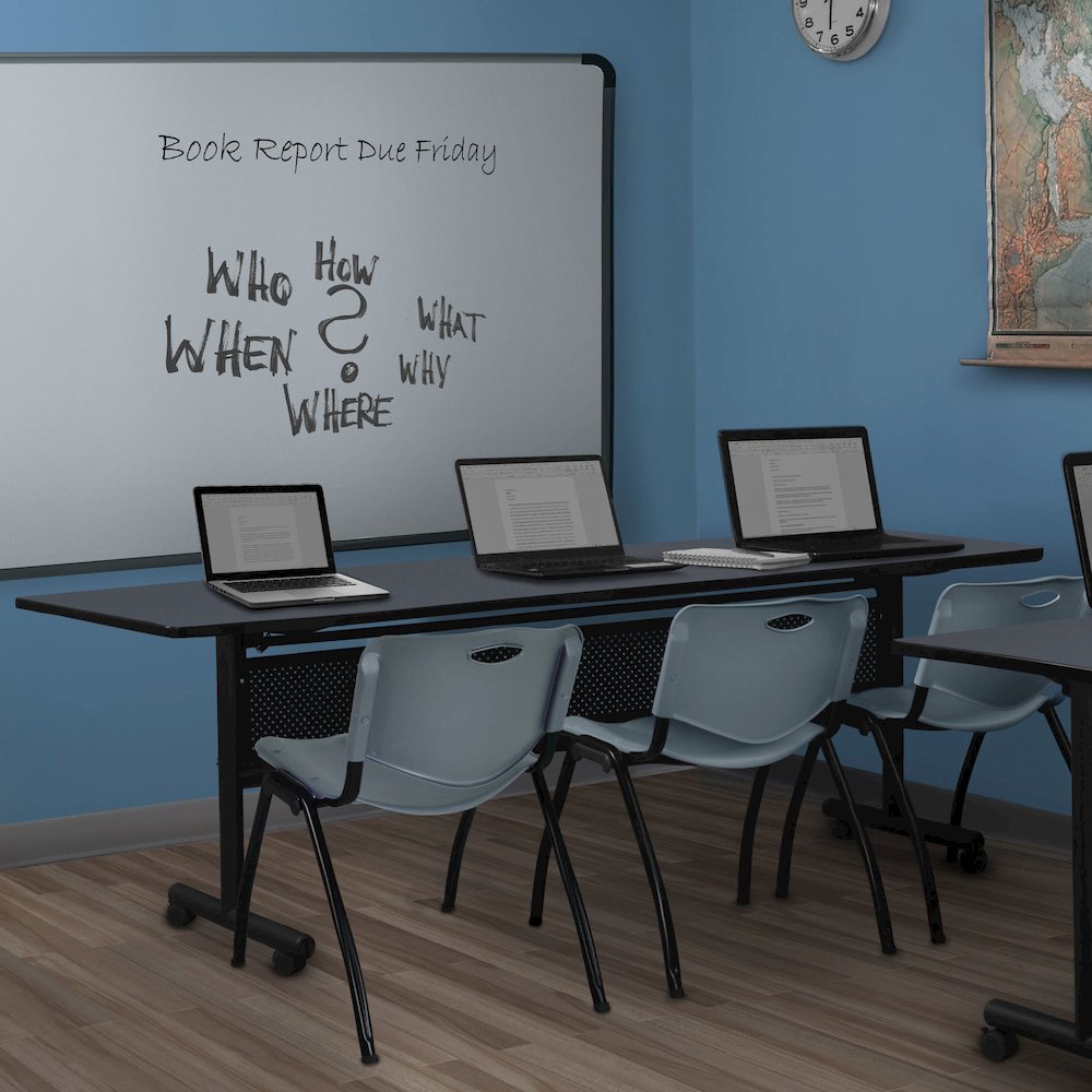 84 x 24 in. Flip-Top Privacy Nesting Table- Grey, 2 M Stack Chairs- Grey. Picture 11