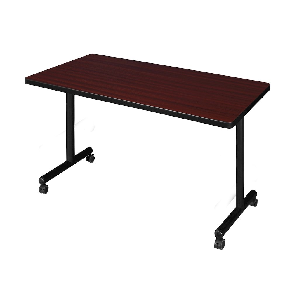 42 x 30 in. Mobile T-Base Training Seminar Table- Mahogany. Picture 1
