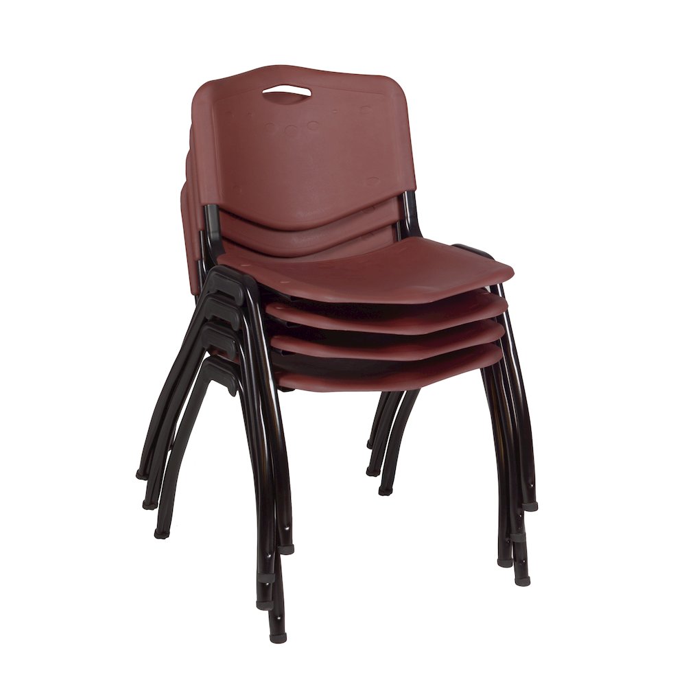 48 x 24 in. Mobile T-Base Training Table- Grey, 2 M Stack Chairs- Burgundy. Picture 6