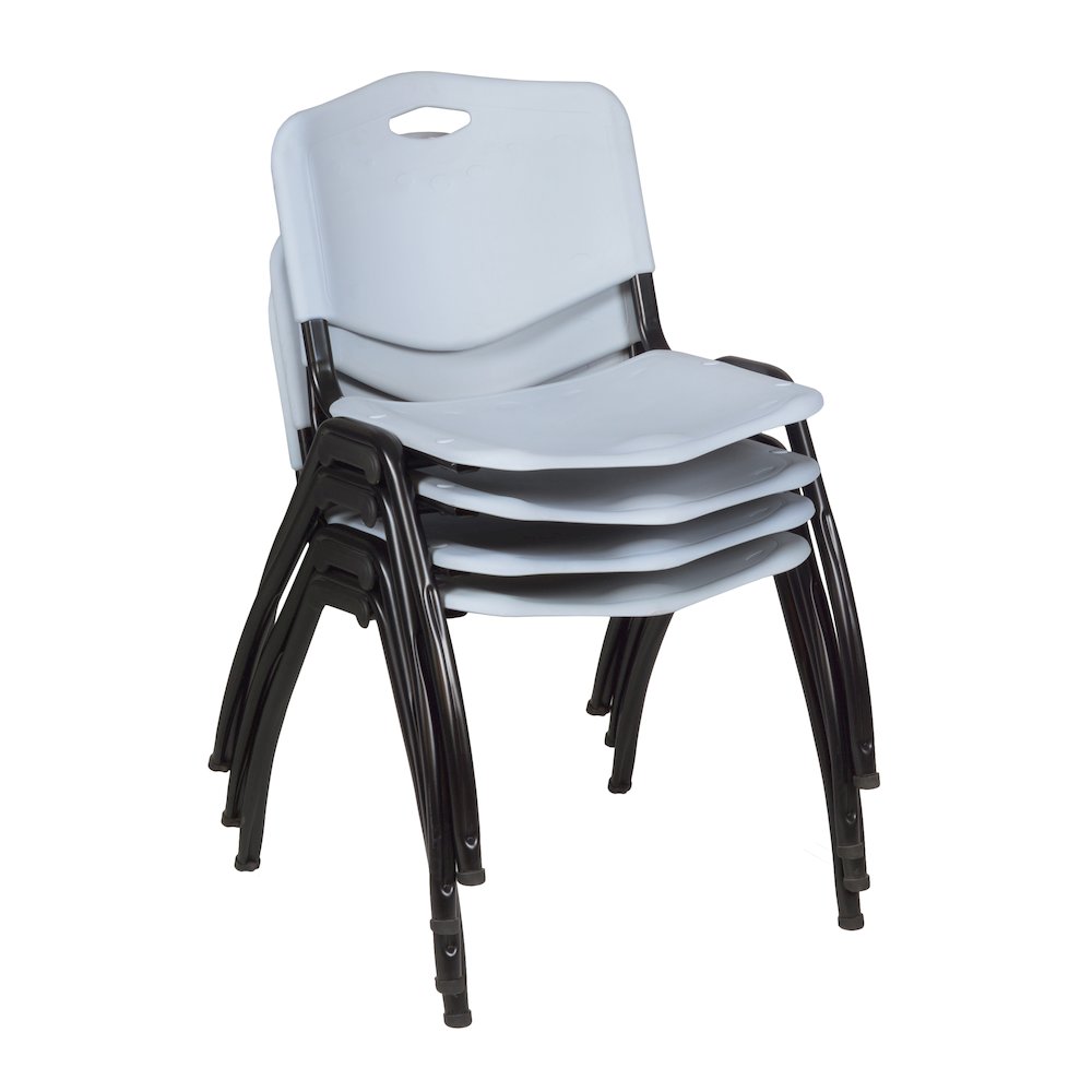 48 x 24 in. Mobile T-Base Training Table- Maple, 2 M Stack Chairs- Grey. Picture 6
