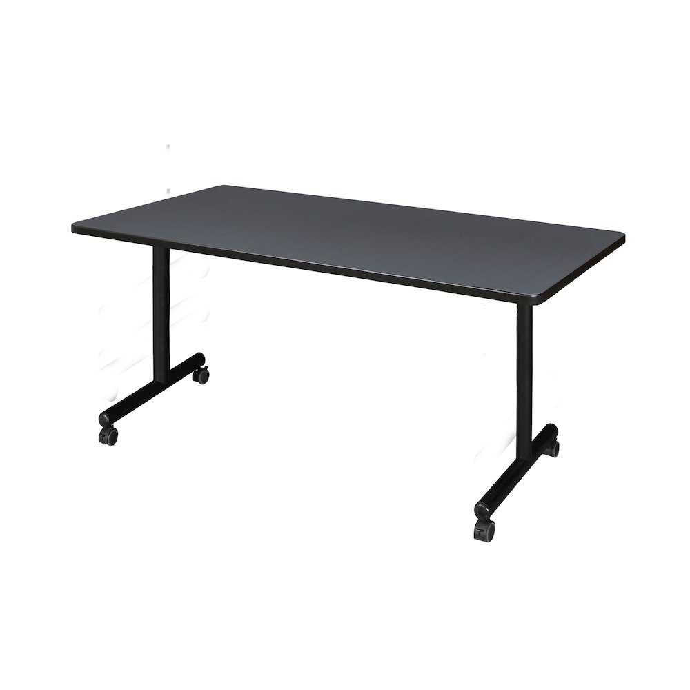 60 x 30 in. Mobile T-Base Training Seminar Table- Grey. Picture 1