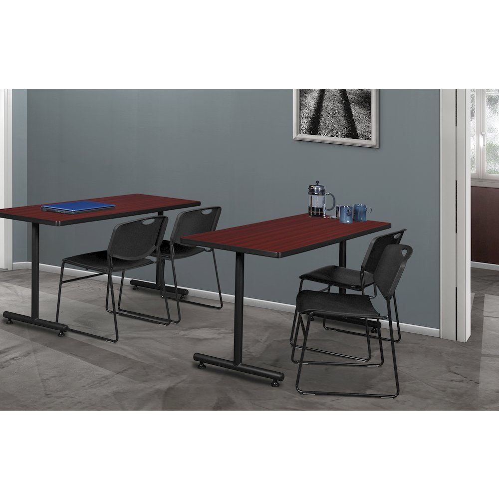 48 x 24 in. T-Base Training Seminar Table- Mahogany, 2 Zeng Stack Chairs- Black. Picture 8