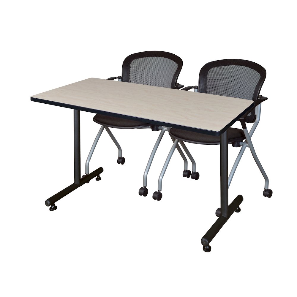 48 x 30 in. T-Base Training Seminar Table- Maple, 2 Cadence Nesting Chairs. Picture 1