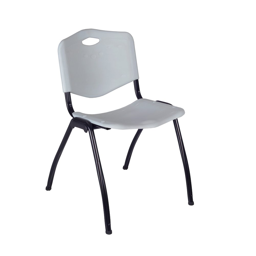 60 x 24 in. T-Base Training Seminar Table- Maple, 2 M Stack Chairs- Grey. Picture 3