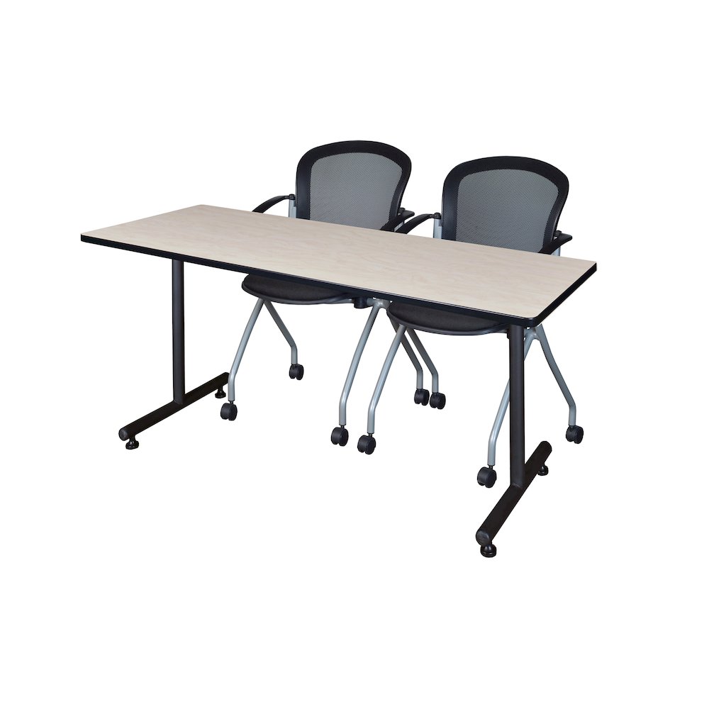 60 x 30 in. T-Base Training Seminar Table- Maple, 2 Cadence Nesting Chairs. Picture 1