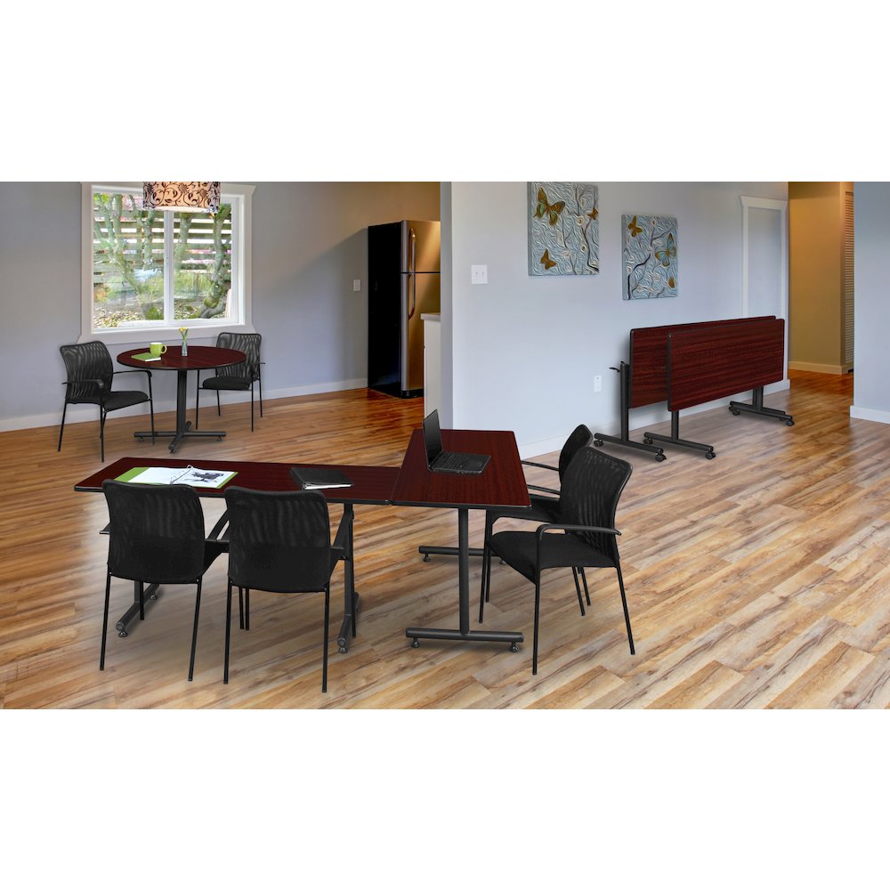 66 x 24 in. Steel T-Base Training Seminar Table- Mahogany. Picture 4