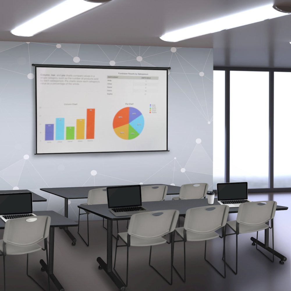 84 x 24 in. T-Base Training Seminar Table- Grey, 2 Zeng Stack Chairs- Grey. Picture 8