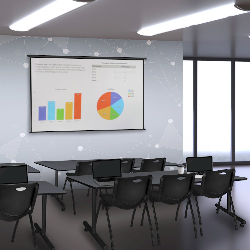 84 x 24 in. T-Base Training Seminar Table- Grey, 2 M Stack Chairs- Black. Picture 8