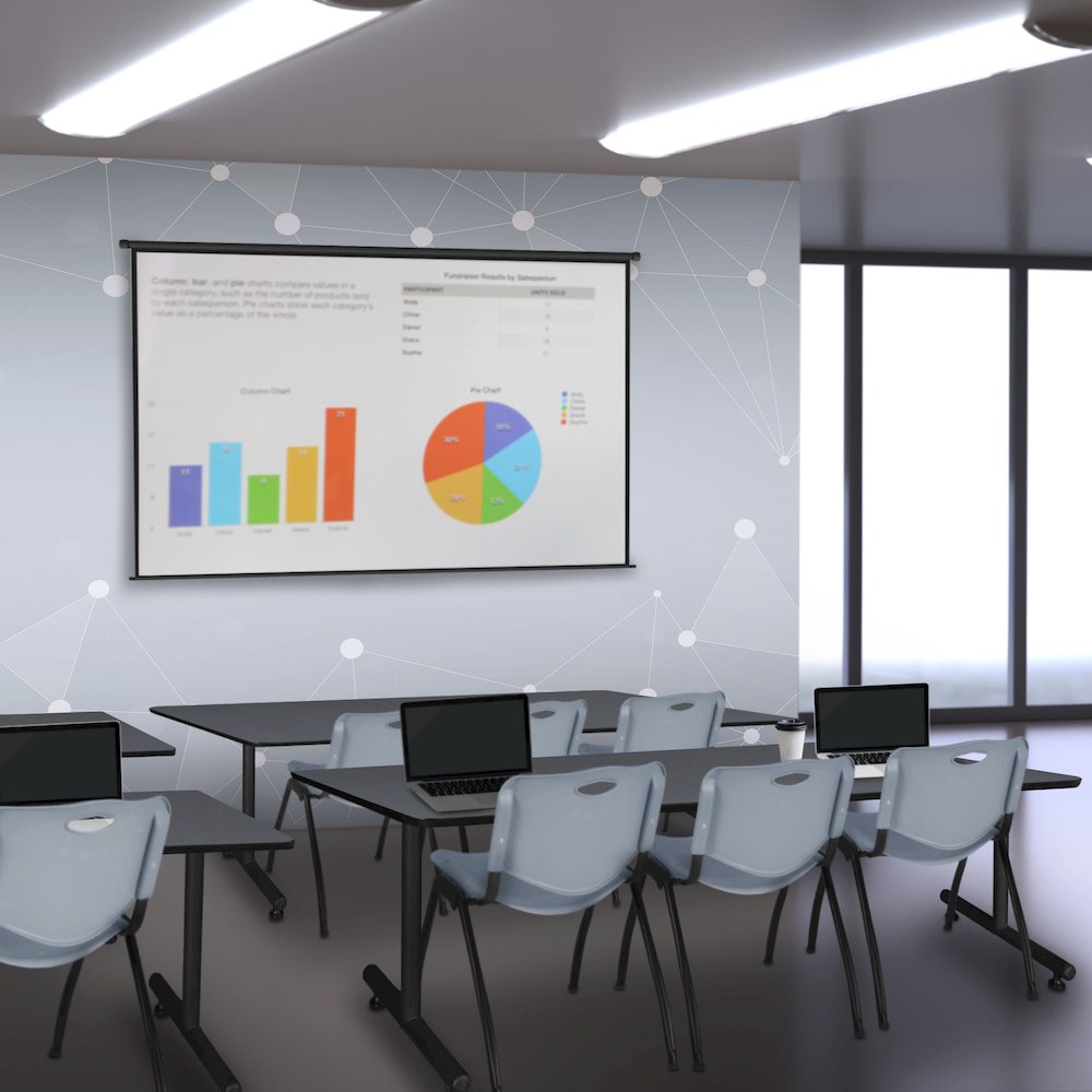 84 x 24 in. T-Base Training Seminar Table- Grey, 2 M Stack Chairs- Grey. Picture 8