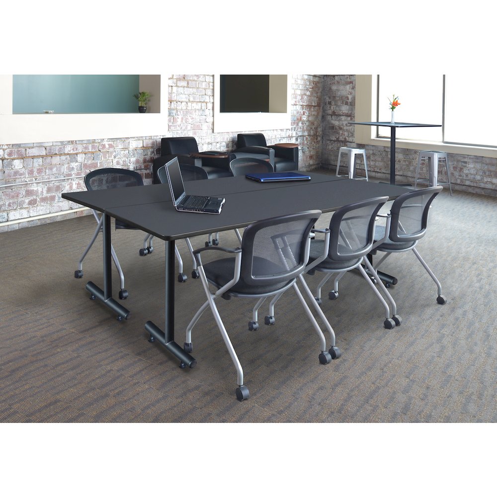 84 x 24 in. Steel T-Base Training Seminar Table- Grey. Picture 4