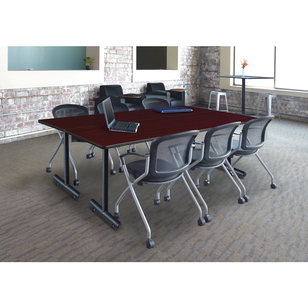 84 x 24 in. Steel T-Base Training Seminar Table- Mahogany. Picture 4