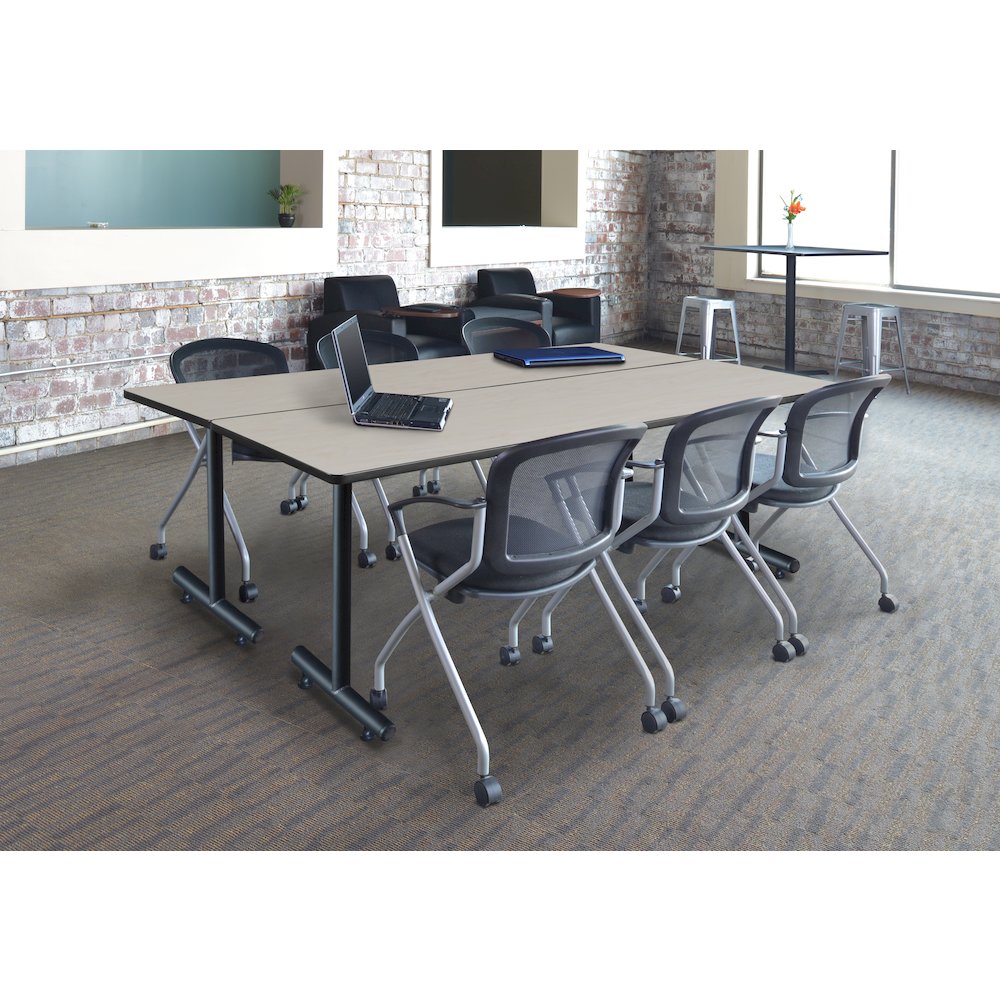 84 x 24 in. T-Base Training Seminar Table- Maple, 2 Cadence Nesting Chairs. Picture 8