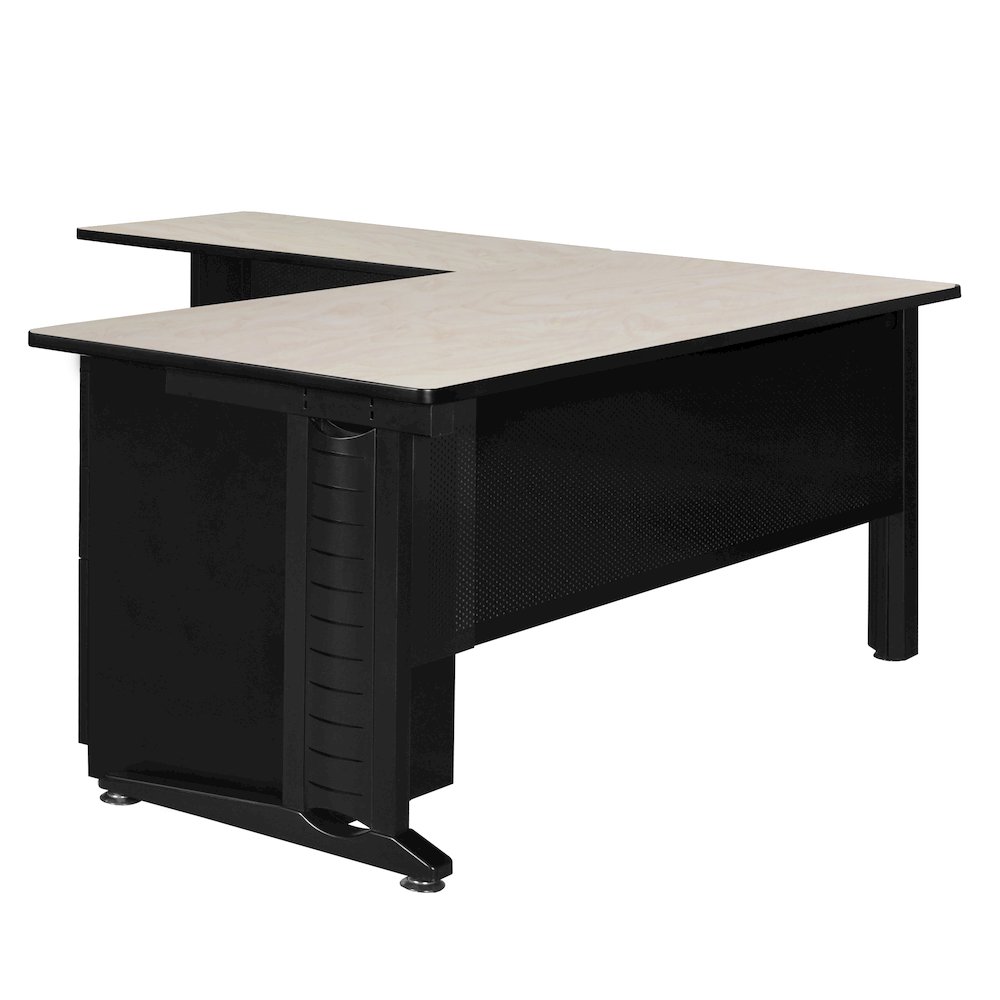 66 x 72 in. L Shaped Desk with Double Pedestal Drawer Unit- Maple. Picture 2