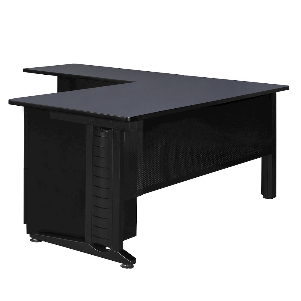 72 x 78 in. L Shaped Desk with Double Pedestal Drawer Unit- Grey. Picture 2