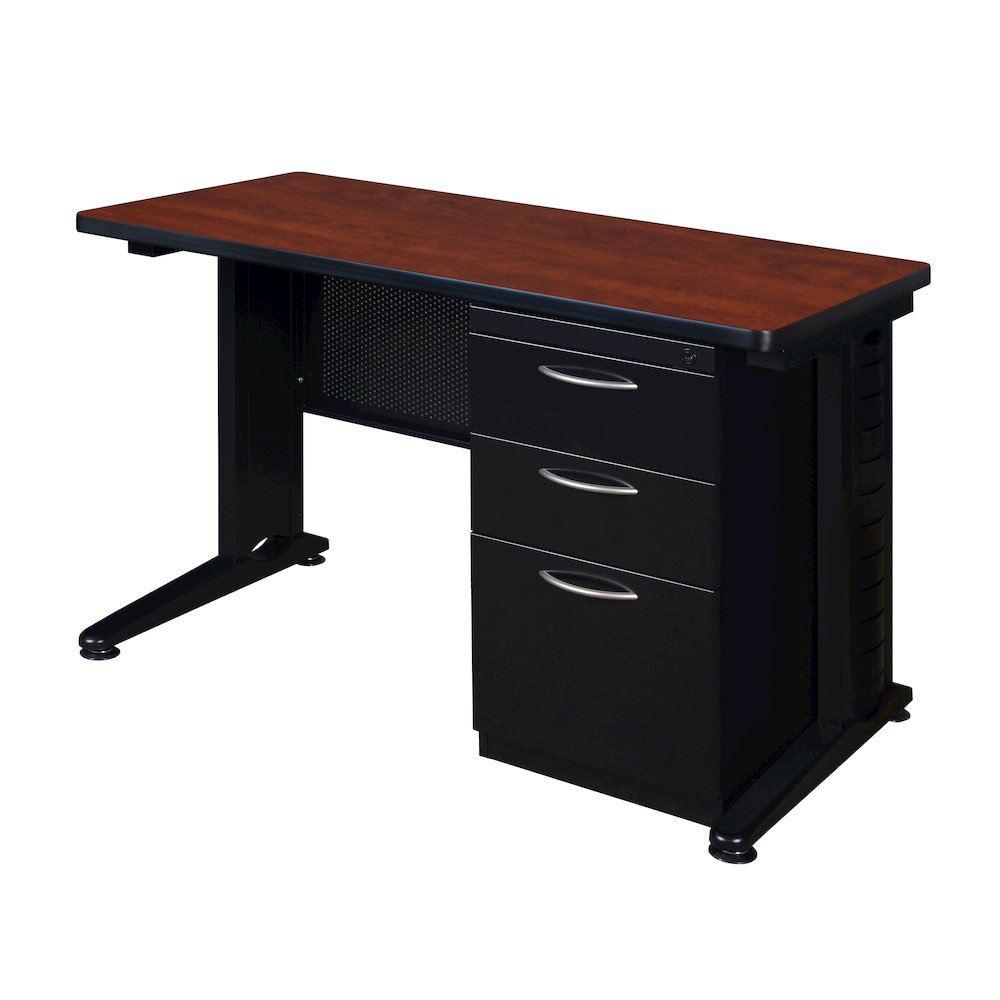 48 x 24 Teachers Desk with Single Pedestal Drawer Unit- Cherry. Picture 1