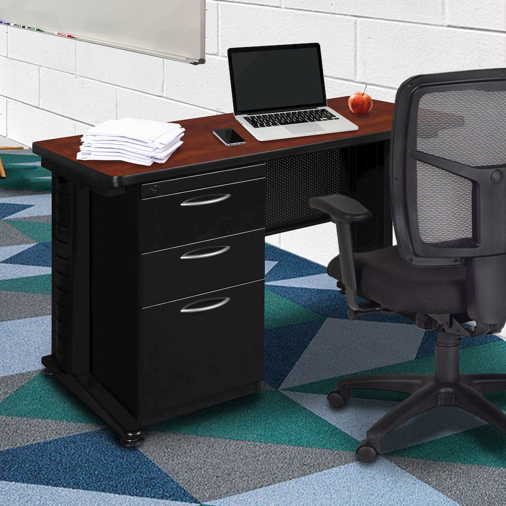 48 x 24 Teachers Desk with Single Pedestal Drawer Unit- Cherry. Picture 6