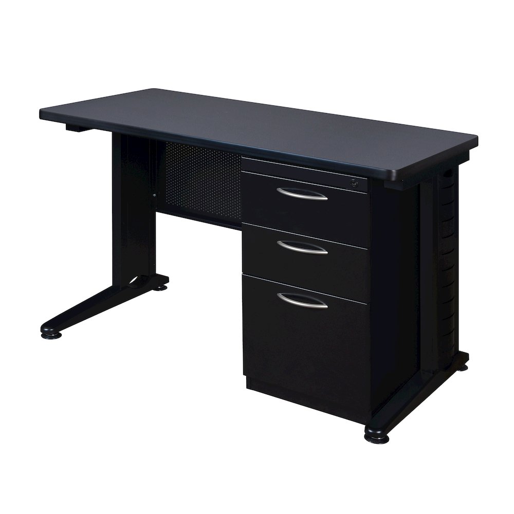 48 x 24 Teachers Desk with Single Pedestal Drawer Unit- Grey. Picture 1