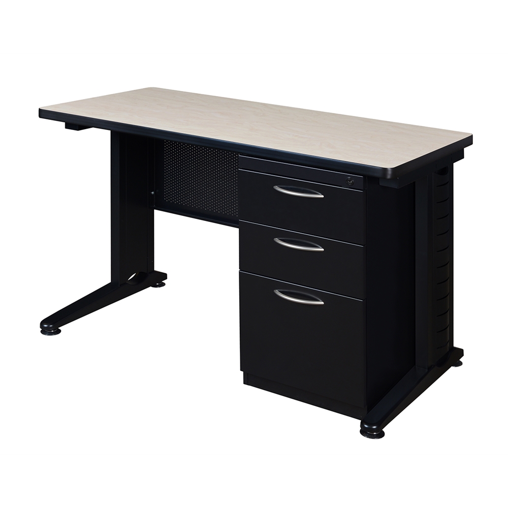 Fusion 48" x 24" Single Pedestal Desk- Maple. Picture 1