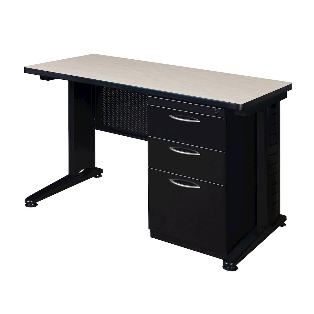 48 x 24 Teachers Desk with Single Pedestal Drawer Unit- Maple. Picture 1