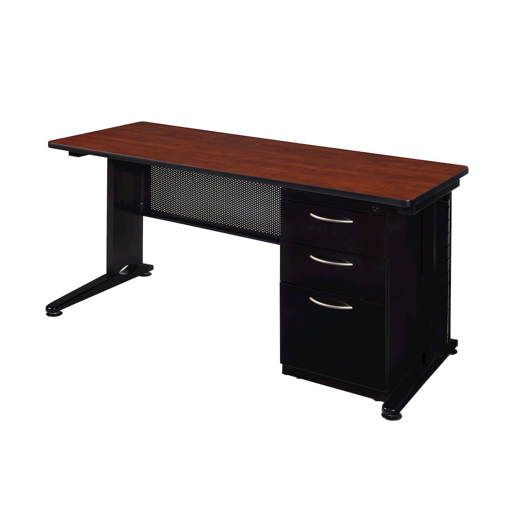 60 x 24 Teachers Desk with Single Pedestal Drawer Unit- Cherry. Picture 1