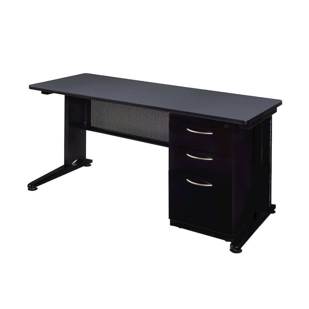 66 x 30 Teachers Desk with Single Pedestal Drawer Unit- Grey. Picture 1