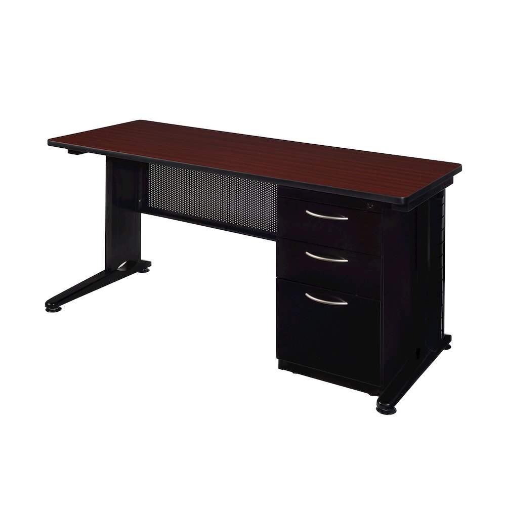 72 x 24 Teachers Desk with Single Pedestal Drawer Unit- Mahogany. Picture 1