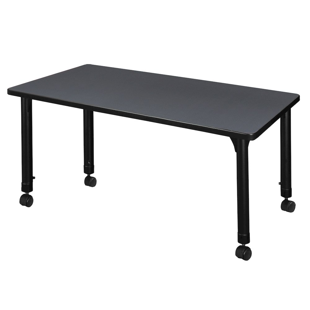 42 x 24 in. Height Adjustable Mobile Classroom Activity Table- Grey. Picture 2