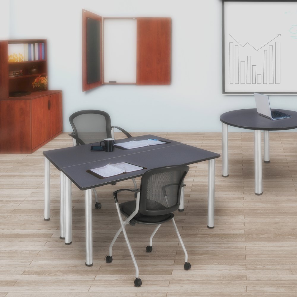 42 x 24 in. Training Seminar Table- Grey Top, Chrome Legs. Picture 3