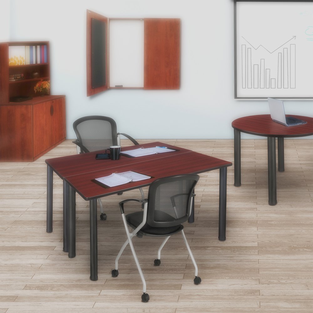 42 x 24 in. Training Seminar Table- Mahogany Top, Black Legs. Picture 3