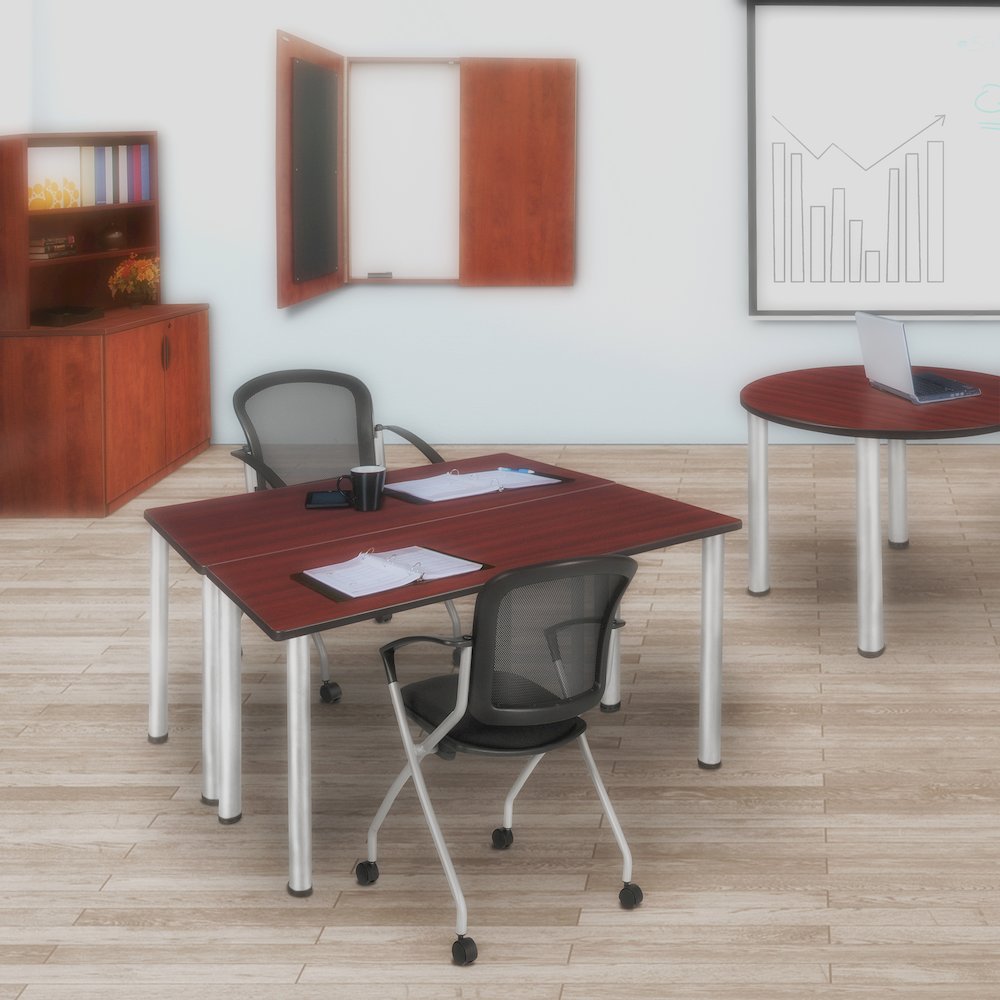 42 x 24 in. Training Seminar Table- Mahogany Top, Chrome Legs. Picture 3