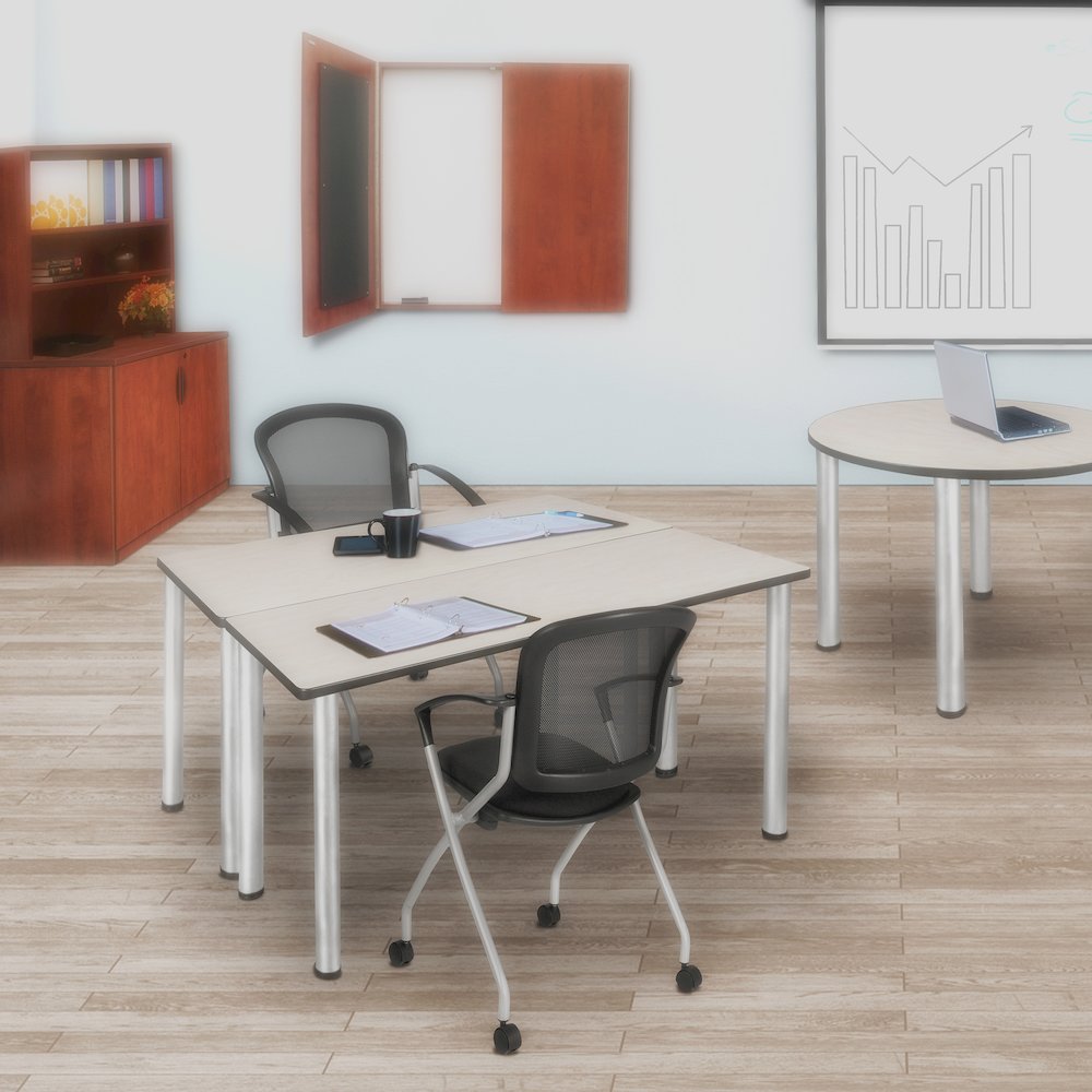 42 x 24 in. Training Seminar Table- Maple Top, Chrome Legs. Picture 3