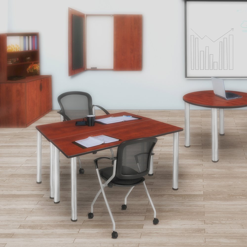 48 x 24 in. Training Seminar Table- Cherry Top, Chrome Legs. Picture 3