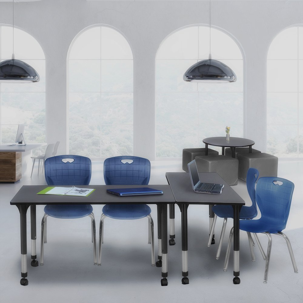 48x24 Mobile Adjustable Classroom Table- Grey & 2 Andy 18 Stack Chairs- Blue. Picture 7