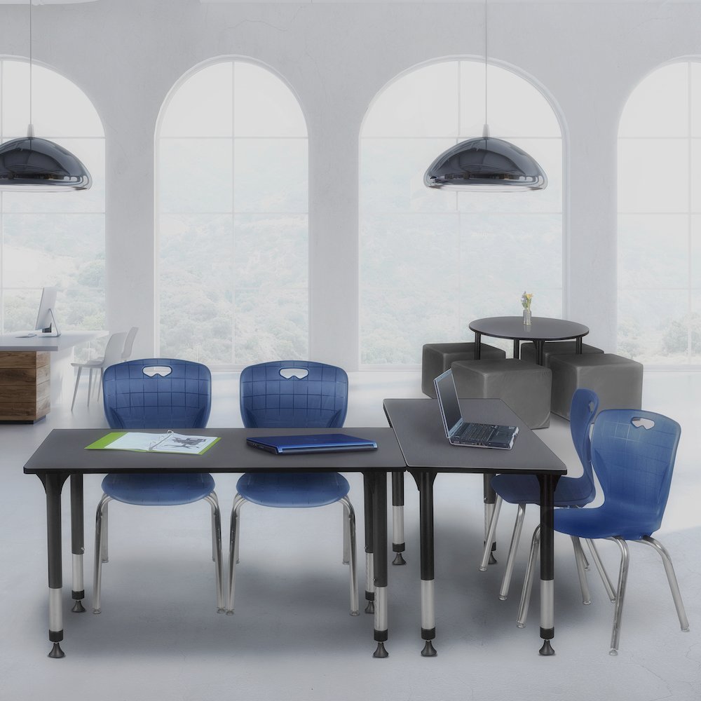 48 x 30 in. Adjustable Classroom Table- Grey & 2 Andy 18 in. Stack Chairs- Blue. Picture 7