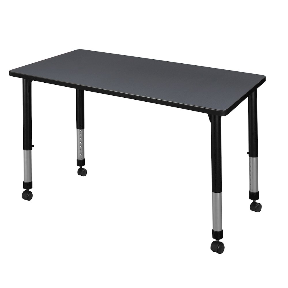 48 x 30 in. Height Adjustable Mobile  Classroom Activity Table- Grey. Picture 1