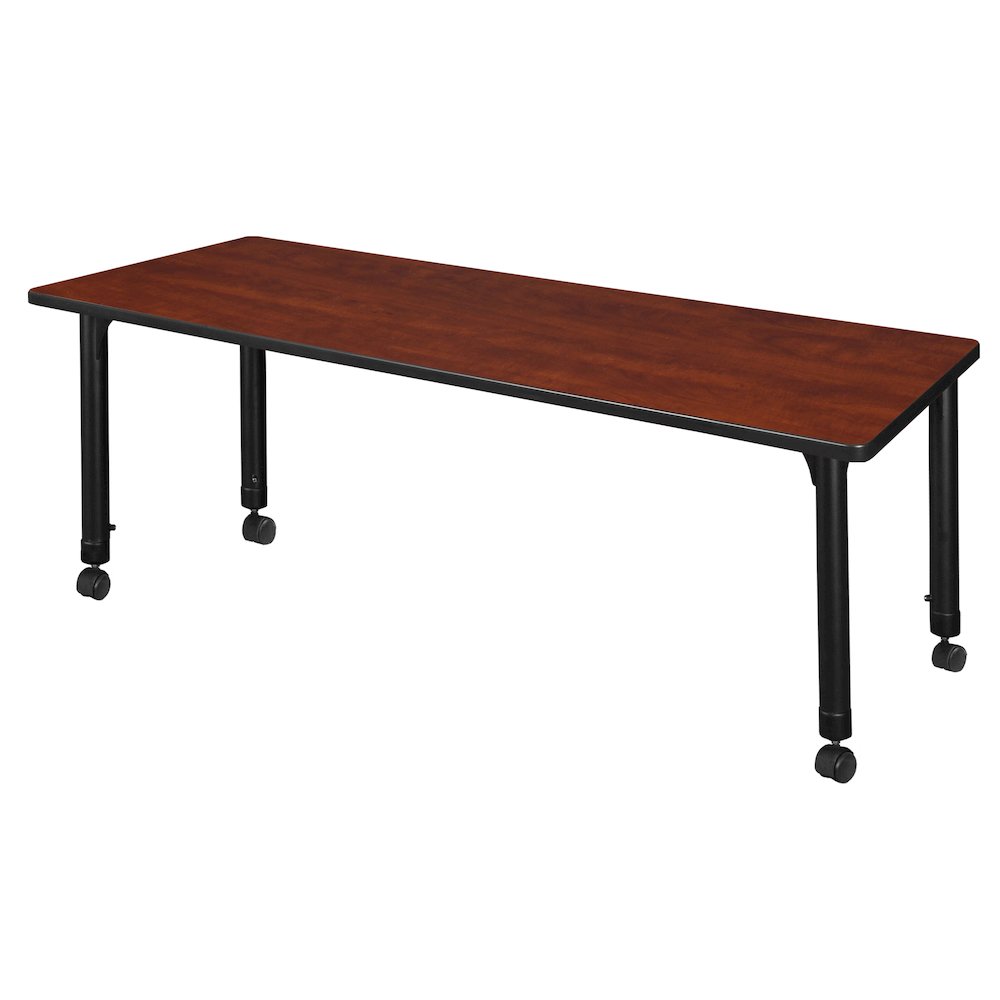 60 x 24 in. Height Adjustable Mobile Classroom Activity Table- Cherry. Picture 2