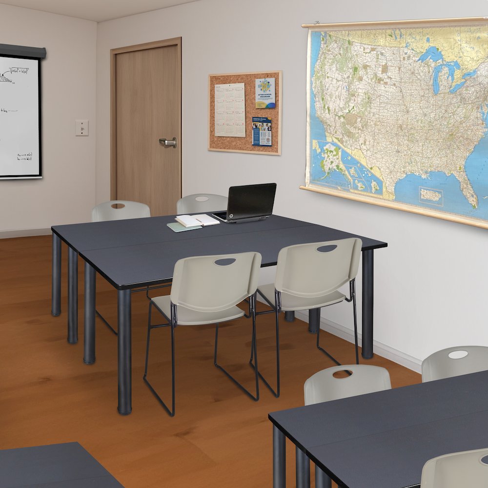 60 x 24 in. Training Table- Grey Top, Black Legs & 2 Zeng Chairs- Grey. Picture 7