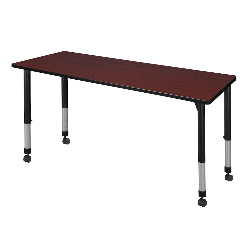 60 x 24 in. Height Adjustable Mobile Classroom Activity Table- Mahogany. Picture 1