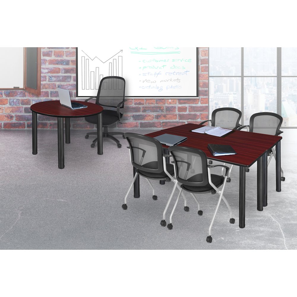 60 x 24 in. Training Table- Mahogany Top, Black Legs & 2 Cadence Nesting Chairs. Picture 7